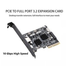 PCIe 3.0 to USB 3.2 Gen2 10Gbps Expansion Card For Windows XP/Vista/7/8/10 Black