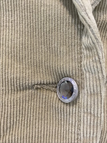 VTG No Boundaries Corduroy Jacket Womens M Button Y2K 90s Flap Pocket Khaki - Picture 3 of 12