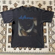 Deftones Around The Fur Meme cat Black Cotton T-shirt