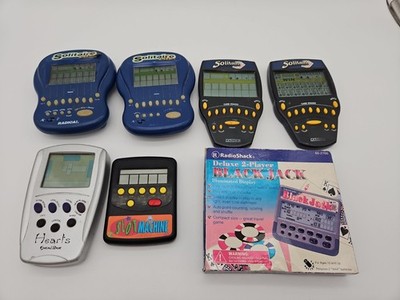 Lot Of 7 vintage Handheld Electronic Games- Radica, Poker, Solitaire *Untested*
