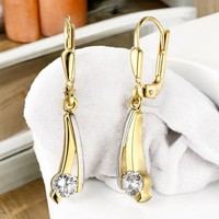 OhrhäNger 333 Gold Gelbgold Bicolor 2 Zirkonia Ohrringe Boutons Goldohrringe