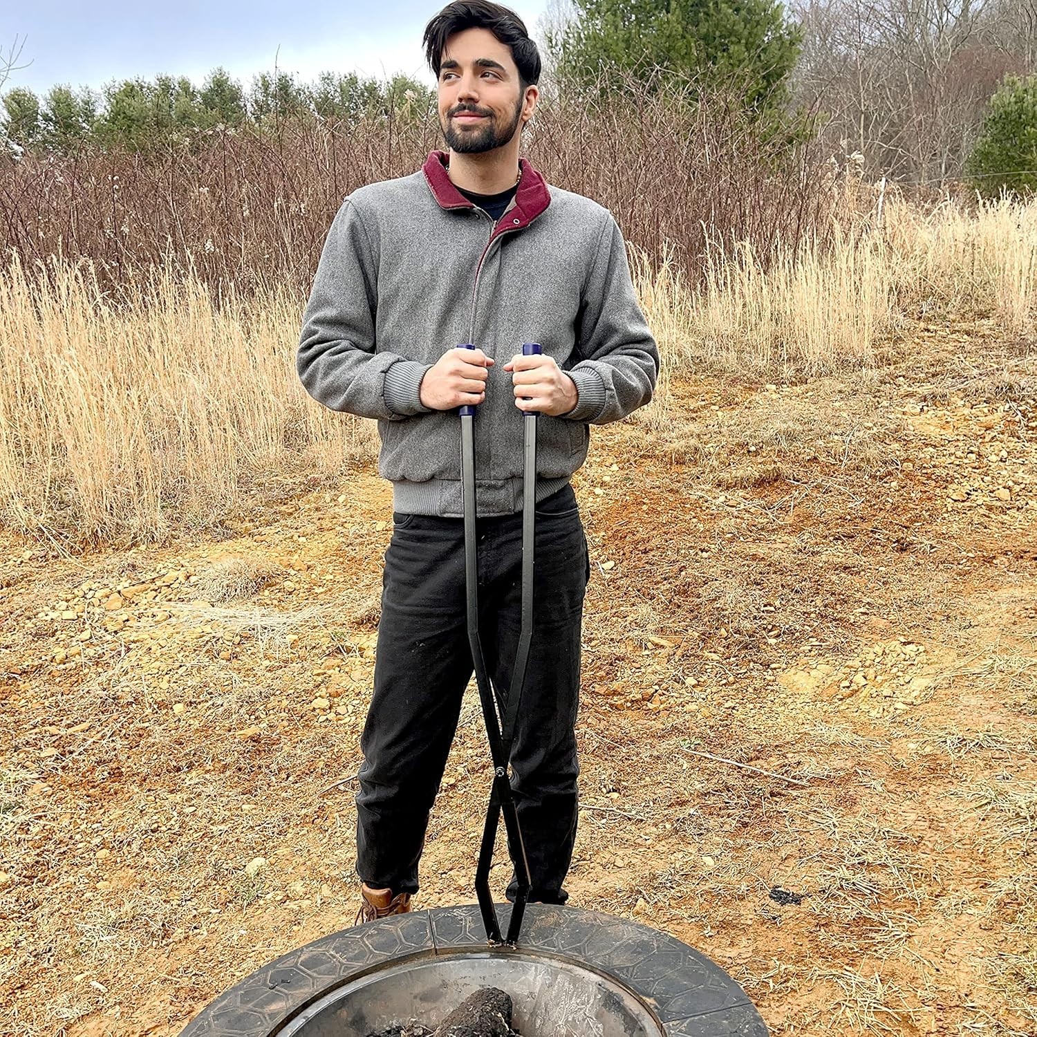 40'' Fire Tongs for Fire Pit Firewood Grabber Tool