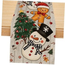 Christmas Table Runner, Snowman Gingerbread Christmas Runner for Table