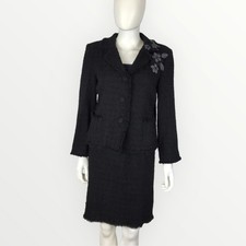 Moschino Cheap  Chic Black Wool Floral Beaded Embellished Blazer  Skirt 8
