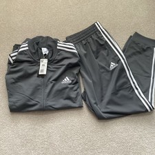 Adidas Men's Grey Five 3 Stripe Tracksuit Jacket Pant 2XL New Full Suit