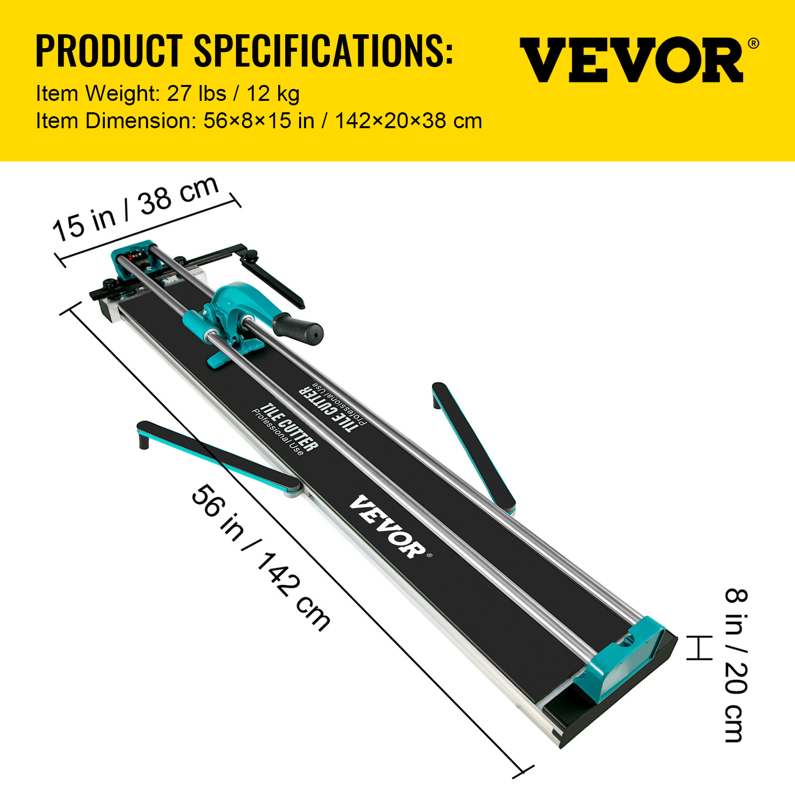 VEVOR Manual Tile Cutter 48"/1200mm Cutting Machine w/ Laser Guide for Ceramic