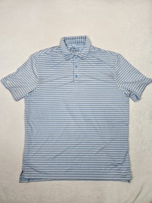 Ibkul Polo Shirt Men's XL Performance Stretch Blue Striped UPF 50+ Cool QuickDry