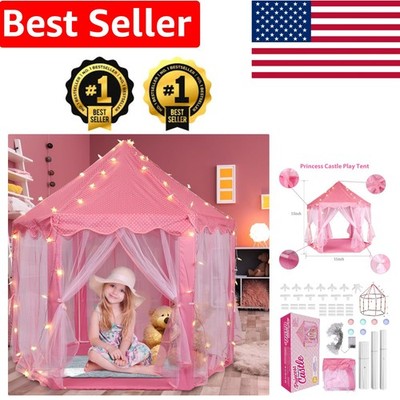 Charming Princess Tent with LED Star Lights - Magical Playhouse for Girls, 55.5''
