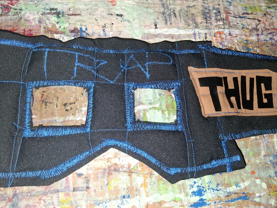 new hand-woven trap thug Officer costume face mask for $200.00 - Image 2 of 4