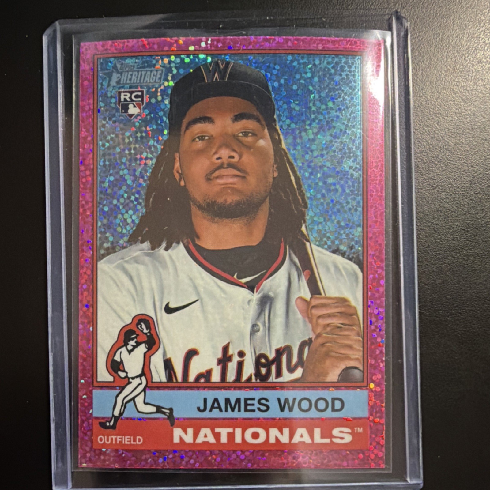 Topps 2025 Heritage Chrome Pink Sparkle Rookie James Wood Nationals #231