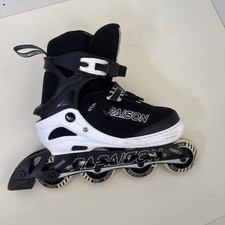 PAPAISON Inline Skates L Adjustable Adult Youth Rollerblades Black Large