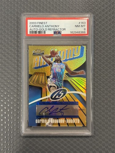 Carmelo Anthony 2003 Finest GOLD Auto /25 PSA 8 NM-MT Rookie RC #163 Iconic 