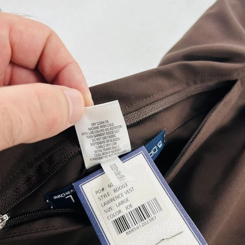 B. Draddy Vest Mens Large Brown Lawrence Goose Down Puffer Golf Full Zip NEW! image 6