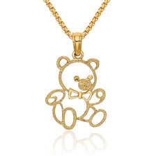 10K Solid Yellow Gold Gummy Teddy Bear Necklace