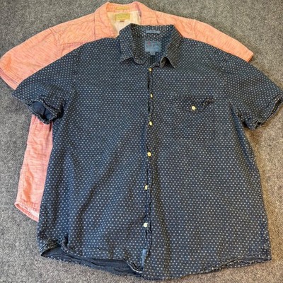 Bulk 2 Lucky Brand Shirt Lot Mens XL Blue Indigo Pink Western Snap Button Down