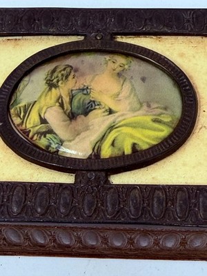 Vintage P.N.C.W PNCW Trinket Jewelry Music Box  Gilded Brass Finish Ladies Scene