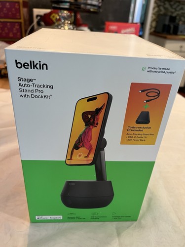Belkin Auto-Tracking Stand Pro with DockKit, 20K Power Bank W USB-C Cable Bundle
