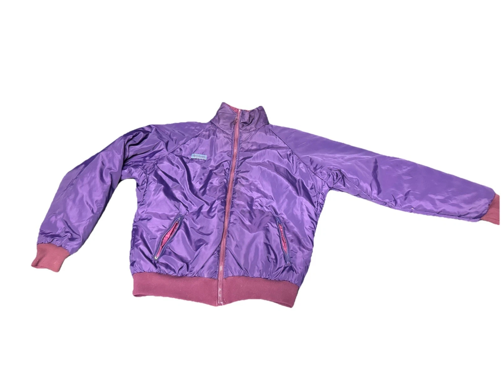 VTG Columbia Bomber Jacket Reversible Purple Maroon Streetwear Insulated Mens L