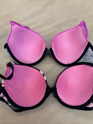 Lotto reggiseni Victoria’s Secret 32DD Wear Everywhere push-up rosa floreale grigio nero - Foto 4 di 4