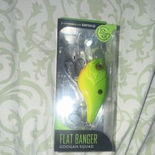 Googan Squad Flat Banger Flat-Side Crankbait 1/2 oz Green/Yellow Rattling 6ft