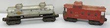 Vintage LIONEL 6357 SP Red Caboose & Sunoco Tank Car O Gauge Postwar UNTESTED