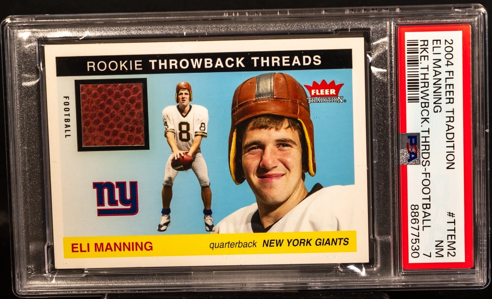 Eli Manning Fleer Tradition Rookie Throwback Threads #TTEM2 Football