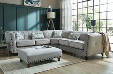 GREY Modern High Grade L Shape Fabric Corner Sofa NORWICH