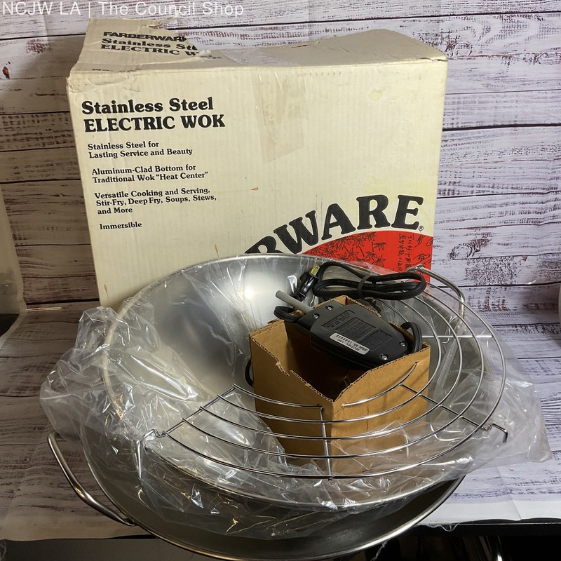 NOB FARBERWARE #303 Stainless Steel Electric Wok (MISSING CHOPSTICKS)