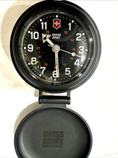 Victorinox Swiss Army Reloj Despertador de Viaje Negro Estuche Plegable Suiza