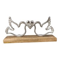 Hochzeitstaubenpaar Mit Herz Aluminium Holzsockel 25Cm Holz Alu Hochzeit Liebe