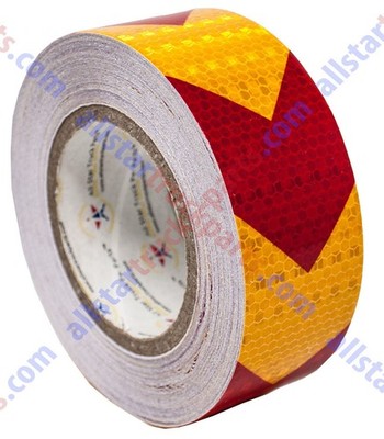 Yellow Red Arrow Reflective Tape 2'' Hazard Warning Reflective Conspicuity Safety