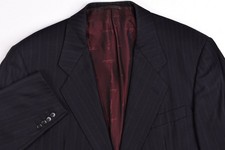 Belvest ExtraFine Wool 120's Black Striped Blazer Jacket 42 R