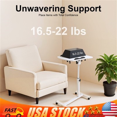 Office Laptop Desk Rolling Table Computer Mobile Stand Adjustable Portable NEW
