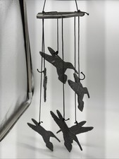 Silver Metal Hummingbird Wind Chime Hanging D...