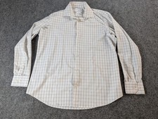 Mizzen  Main Leeward Dress Shirt Large Standard Fit White Blue Check Performanc