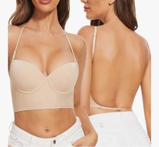 Low Back Bras for Women Invisible Backless Bra-Underwire Plunge Open Back Bra