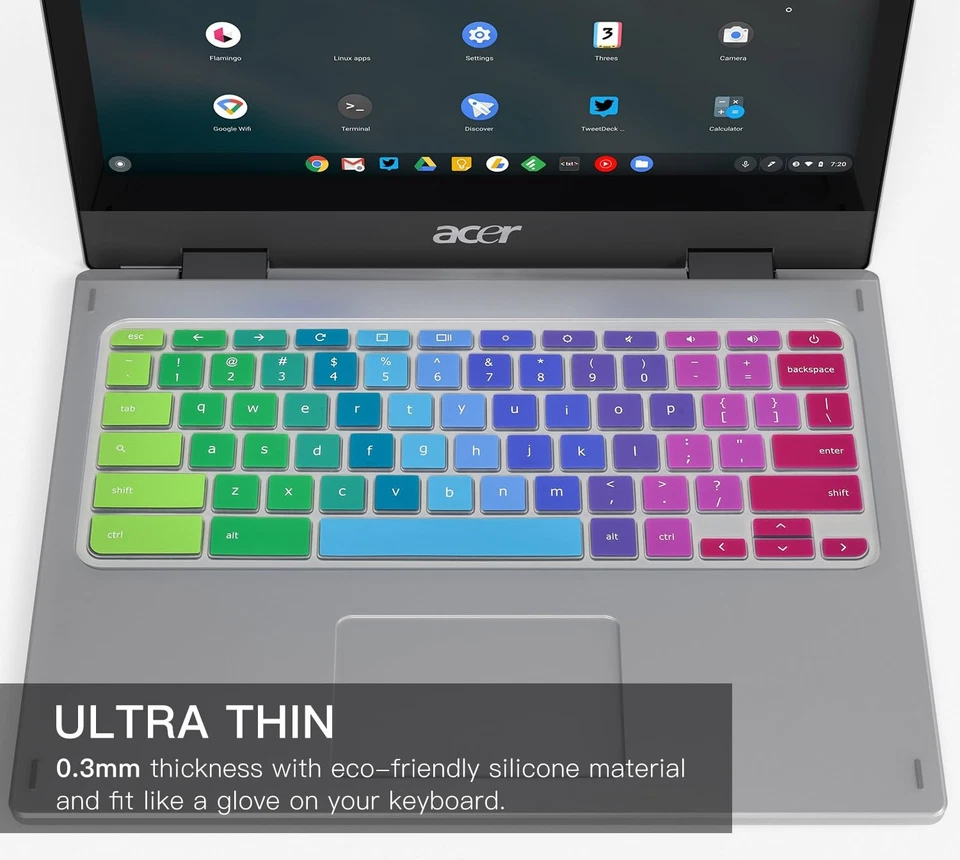 Colorful Keyboard Skin Cover for 2019/2018/2017 Newest Acer Premium R11 11.6 / - Image 3 of 4