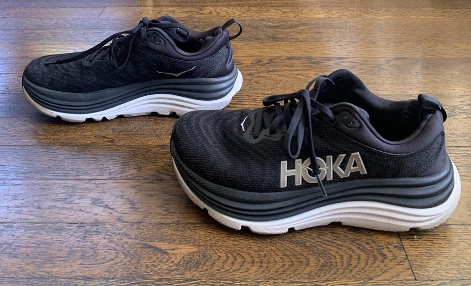 HOKA Gaviota 5 Ahtletic Running Shoes Womens US 8.5D Wide Black White - Image 4 of 4