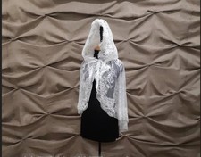 Hooded Wedding Bridal Cape Cloak Chapel Mantilla Veil for Church Wedding