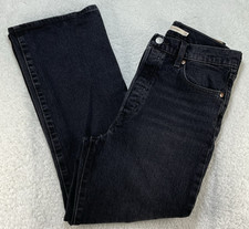 Levis Jeans Womens Sz 29 Black Ribcage Crop BootCut High Rise Button Fly 29x27
