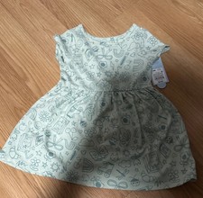 Girls' Mint Green Printed Short Sleeve Dress 114