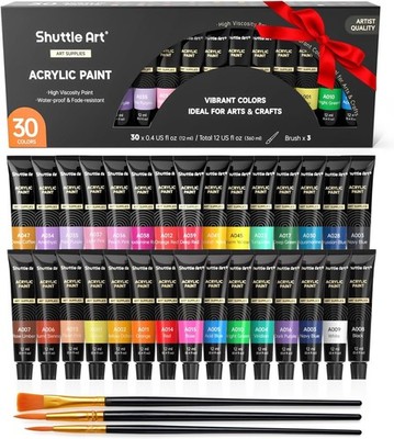 Acrylic Paint Set, 16or 30 X12Ml Tubes Artist Quality Non Toxic Rich Pigments