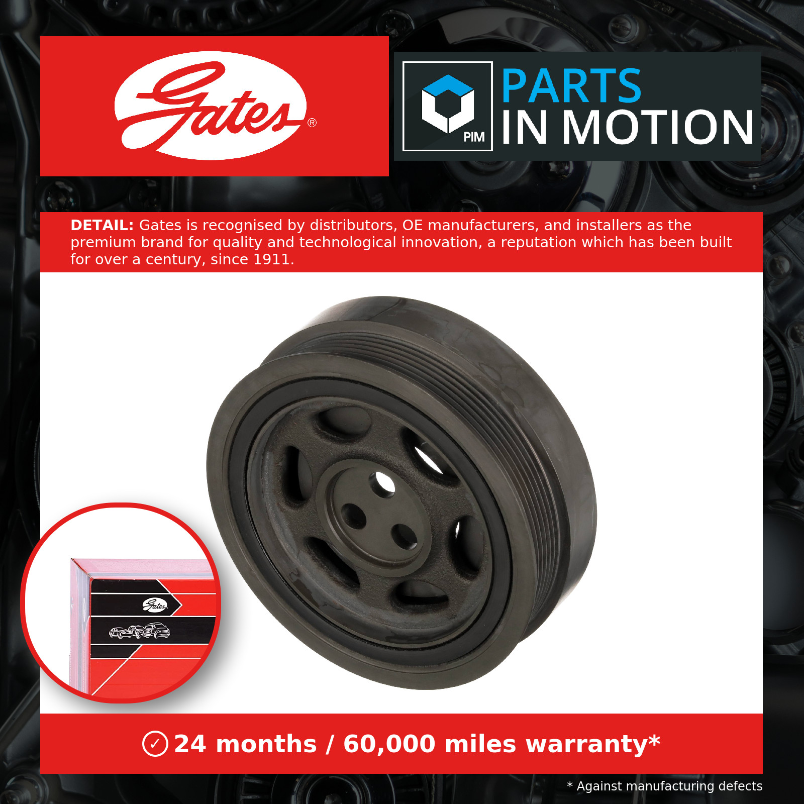 Crankshaft Pulley (TVD) TVD1187 Gates Torsional Vibration Damper 1717678 Quality