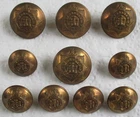Set of 10x British Army:"DEVONSHIRE REGIMENT BRASS BUTTONS" (25mm-19mm, WW1-WW2)