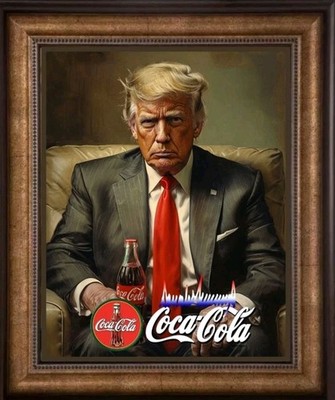 COCA COLA, Donald Trump Enjoying Coca ADVERTISEMENT  2022 ART PRINT