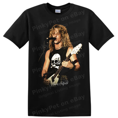 James Hetfield Thrash Metal Guitarist Skull T Shirt Gibson Flying V Tee