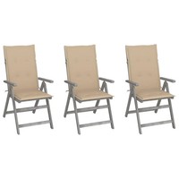 GartenstüHle Akazie Massivholz 3Er Set Verstellbar Mit Auflagen