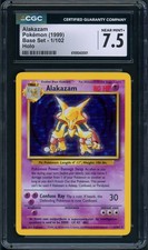 CGC 7.5 NM+ Alakazam Base 1/102 Holo 1999 Carta Pokemon
