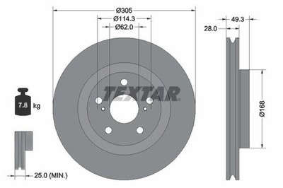 2 x TEXTAR 92304305 Bremsscheibe für DAIHATSU,LEXUS,TOYOTA,TOYOTA (FAW),TOYOTA (