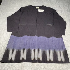 Marketplace Handwork Of India Tunic Top Womens 1W Black Open Front Cotton NEW